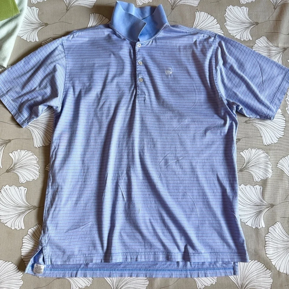 Peter Millar Striped Cotton Polo Shirt XL Blue - Picture 1 of 9
